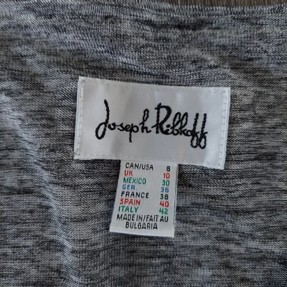 Joseph Ribkoff Layered V-Neck Tunic Top Sz 8 Silver Gray 3/4 Sleeve - Picture 8 of 10